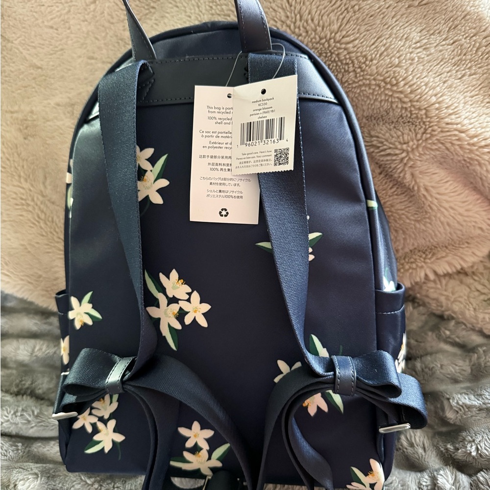 Kate Spare Orange Blossom Medium Navy Backpack